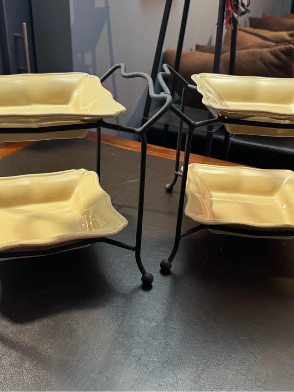 Taste of Home Yellow Ceramic Two-Tier Serving Stand with Black Metal Frame - Picture 7 of 7